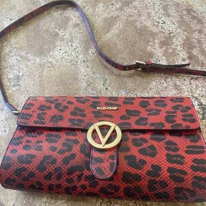 Valentino Red and Black Crossbody Bag with Iconic V Logo